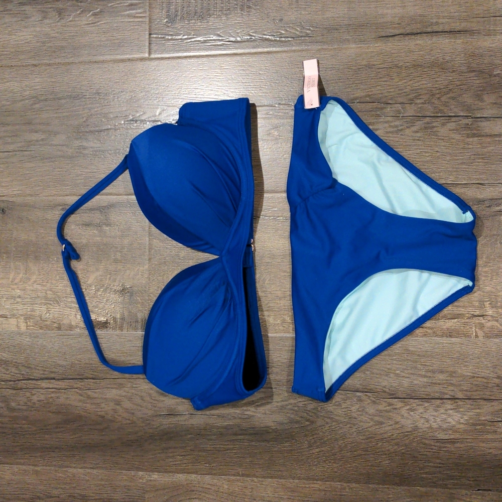 NWT Victoria's Secret 36B Blue Push Up Bikini Set